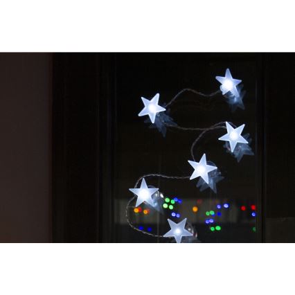 LED Dekorační řetěz s přísavkami 10xLED/2xAA 1,8m studená bílá