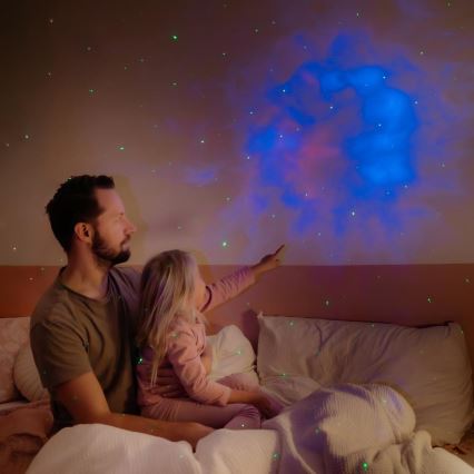 LED Dětský projektor 230V astronaut 12,5 cm + dálkové ovládání