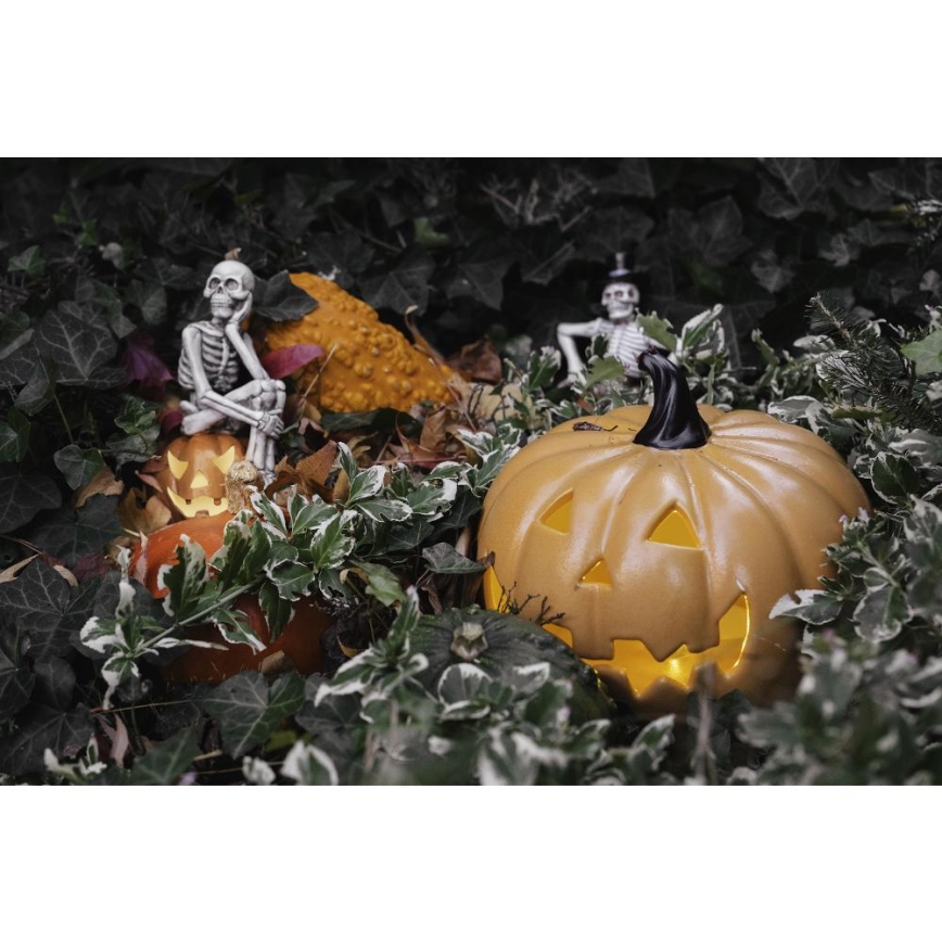 LED Keramická dýně HALLOWEEN LED/3xLR44/teplá bílá