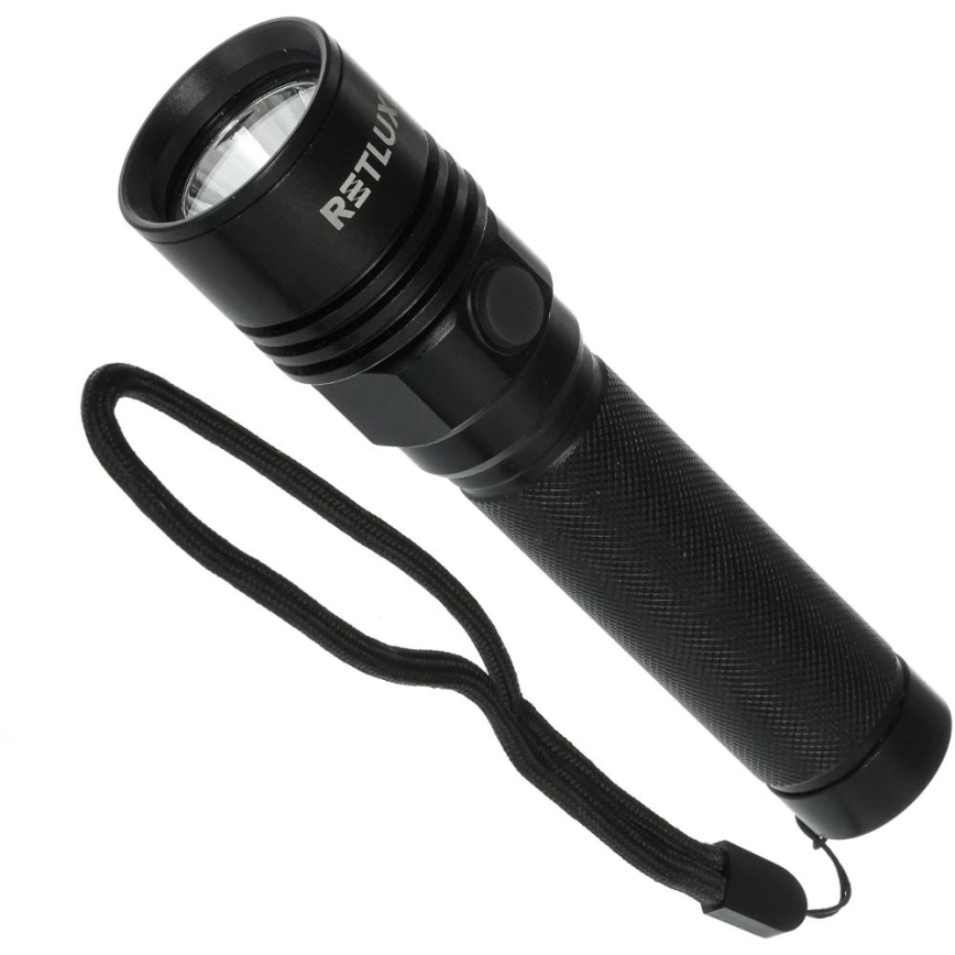 LED Nabíjecí hliníková svítilna LED/3W/2000 mAh IPX4 černá