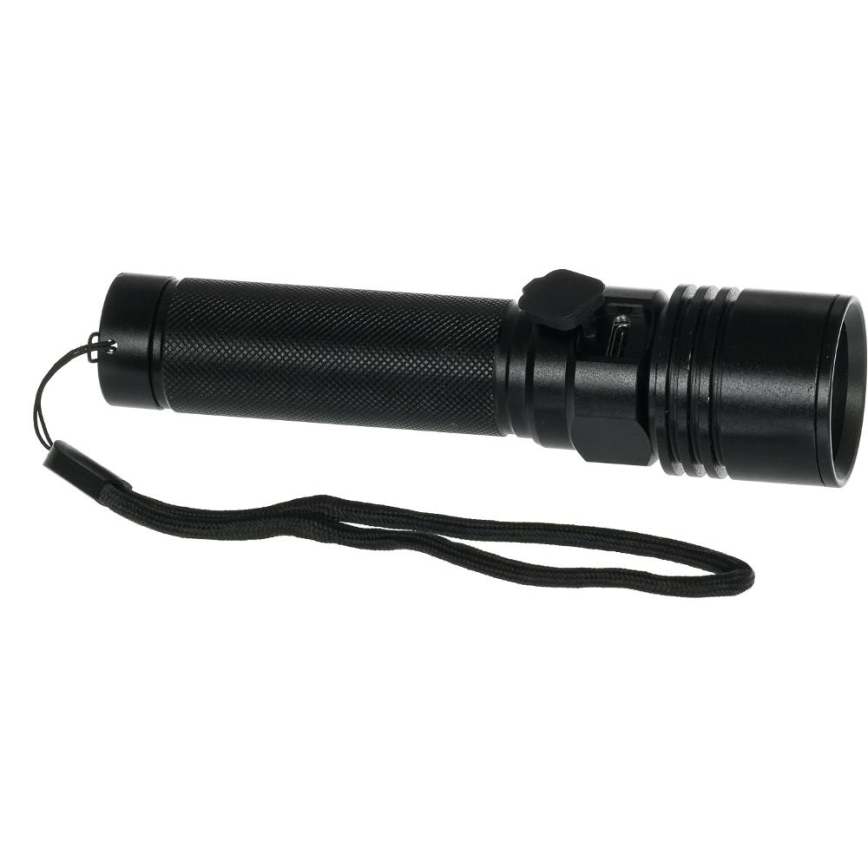 LED Nabíjecí hliníková svítilna LED/3W/2000 mAh IPX4 černá