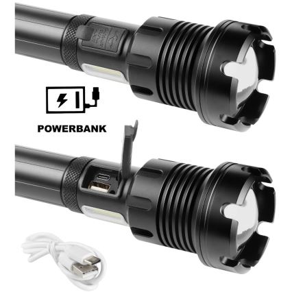 LED Nabíjecí hliníková svítilna s funkcí powerbanky LED/4400 mAh 2200 lm IP44