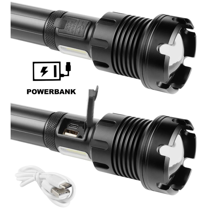 LED Nabíjecí hliníková svítilna s funkcí powerbanky LED/4400 mAh 2200 lm IP44