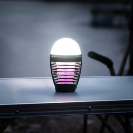 Retlux - LED Přenosná nabíjecí lampa s lapačem hmyzu LED/5W/1800 mAh IP44 černá