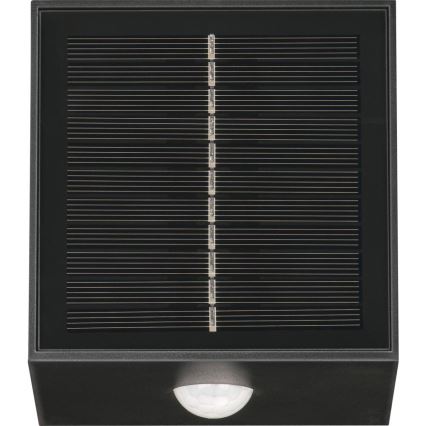 LED Solární nástěnné svítidlo se senzorem LED/1W/3,7V 1200 mAh IP44 černá