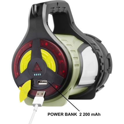 LED Stmívatelná venkovní nabíjecí svítilna s powerbankou LED/21W/4400mAh IP44