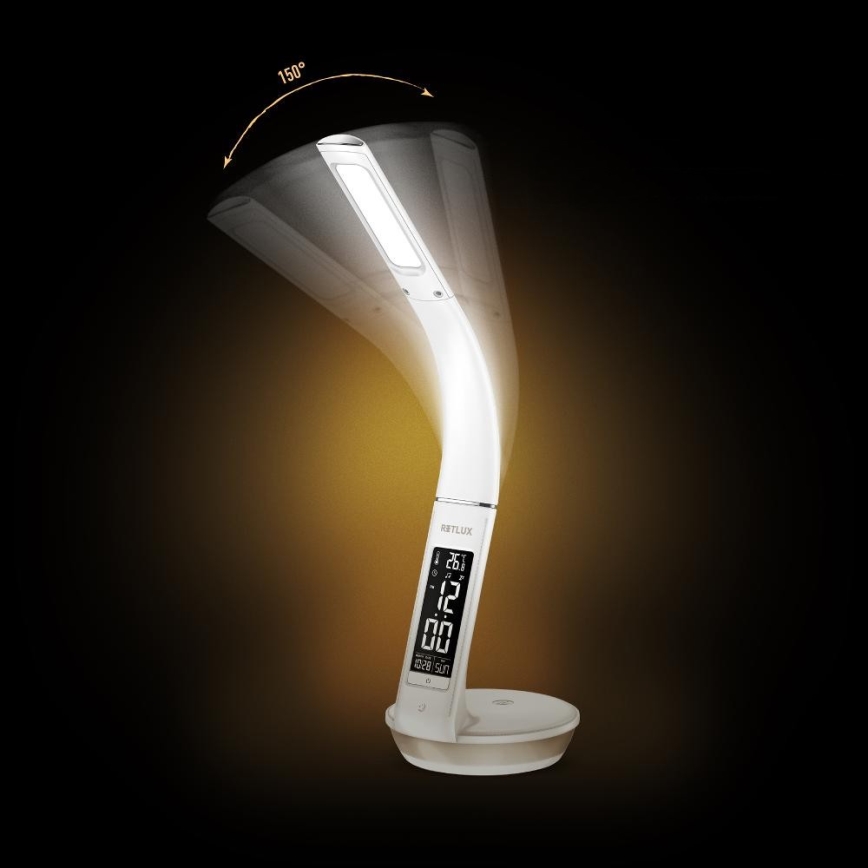 LED Stmívatelná stolní lampa s bezdrátovým nabíjením Qi 5W a displejem LED/6W/230V 3000/4000/6000K bílá