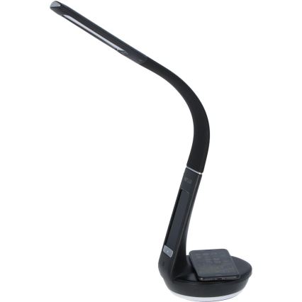 LED Stmívatelná stolní lampa s bezdrátovým nabíjením Qi 5W a displejem LED/6W/230V 3000/4000/6000K černá