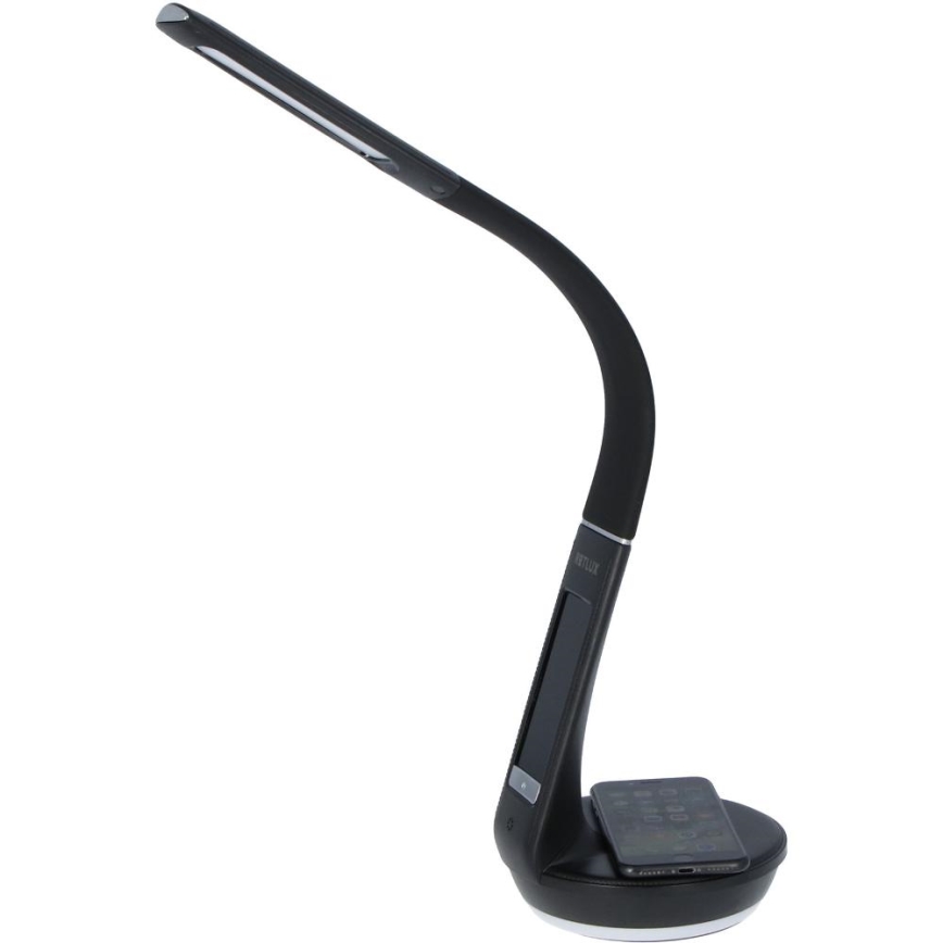 LED Stmívatelná stolní lampa s bezdrátovým nabíjením Qi 5W a displejem LED/6W/230V 3000/4000/6000K černá