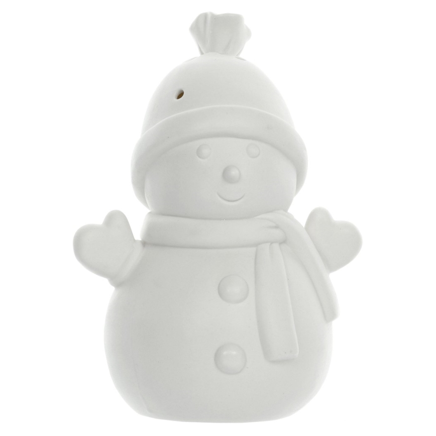 LED Vánoční porcelánová dekorace LED/3xLR44 sněhulák