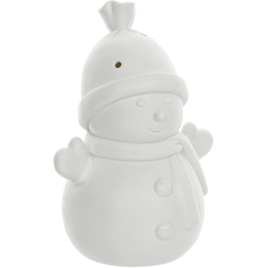 LED Vánoční porcelánová dekorace LED/3xLR44 sněhulák