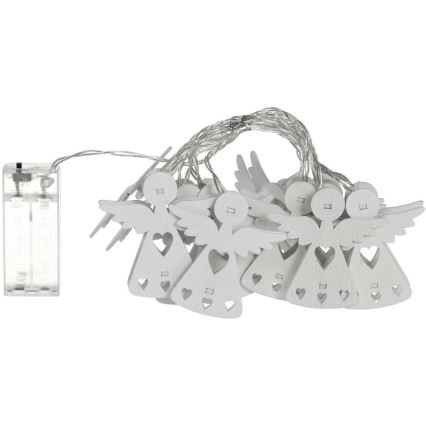 LED Vánoční řetěz 10xLED/2xAA/teplá bílá 2m andělé