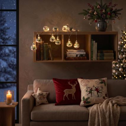 LED Vánoční řetěz 10xLED/3xAAA/teplá bílá 2,1m koule