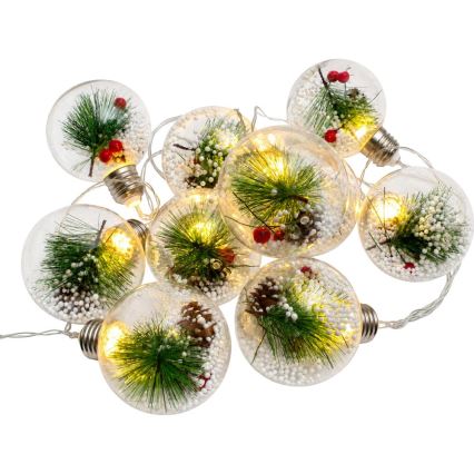 LED Vánoční řetěz 10xLED/3xAAA/teplá bílá 2,1m koule