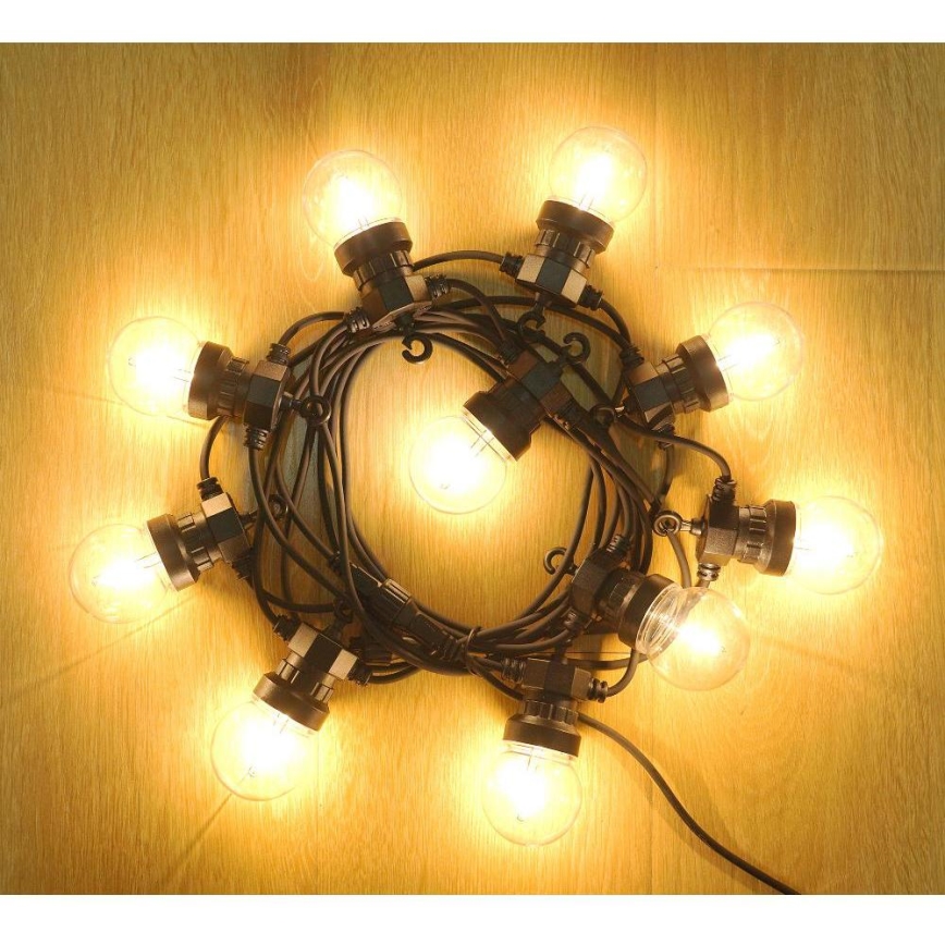 LED Venkovní dekorační řetěz GIRLANDA G45 10xE27/230V 8m IP44 teplá bílá