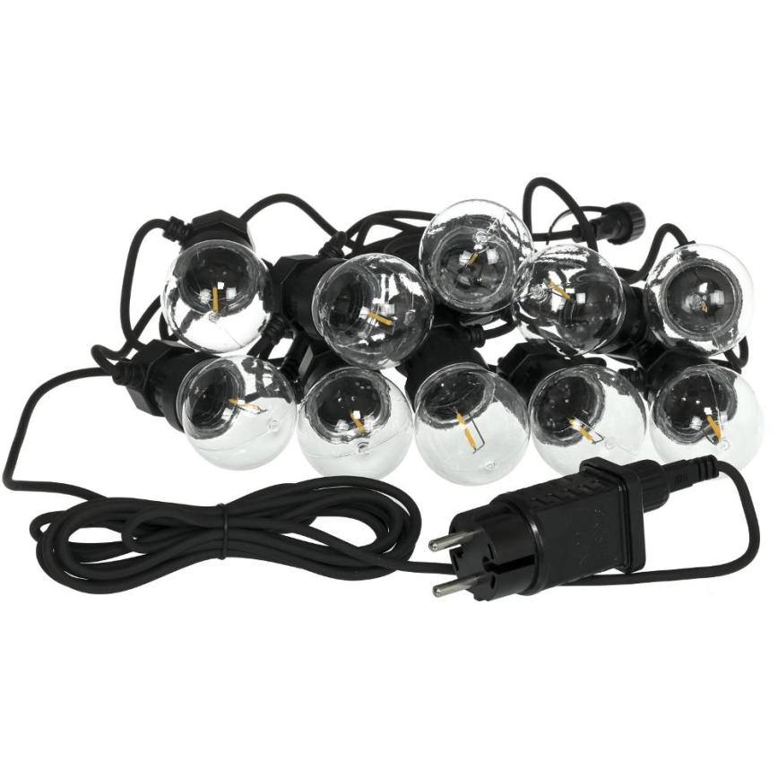 LED Venkovní dekorační řetěz GIRLANDA G45 10xE27/230V 8m IP44 teplá bílá