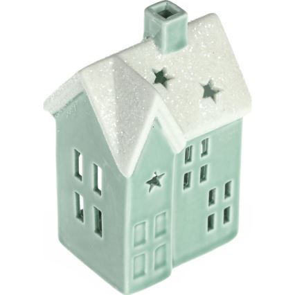 Porcelánový domek na svíčku 11,1 cm mintová