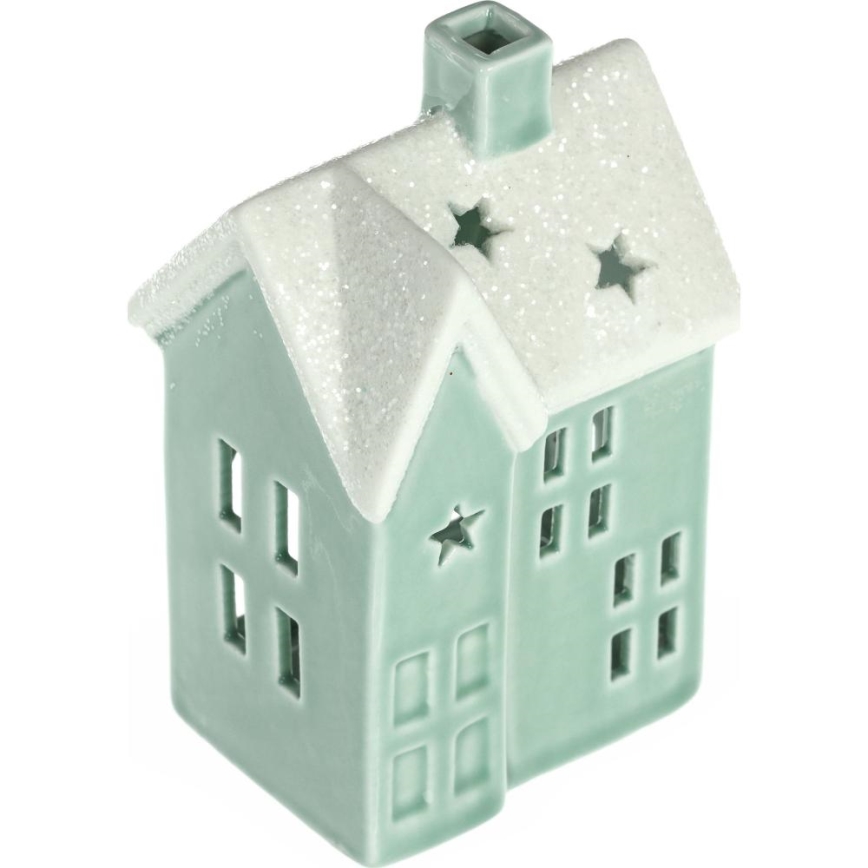 Porcelánový domek na svíčku 11,1 cm mintová