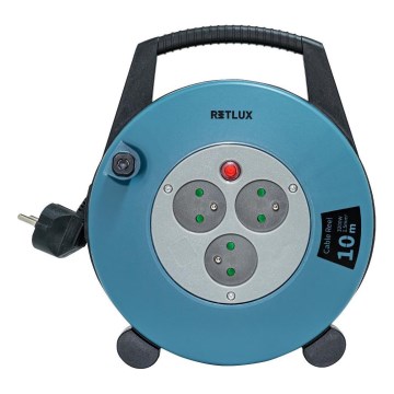 Retlux - Prodlužovací kabel na bubnu 3Z Typ E 10m modrá/černá