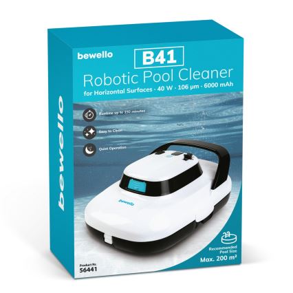 Robotický čistič bazénů pro vodorovné povrchy 40W/12,6V 6000 mAh IPX8 bílá