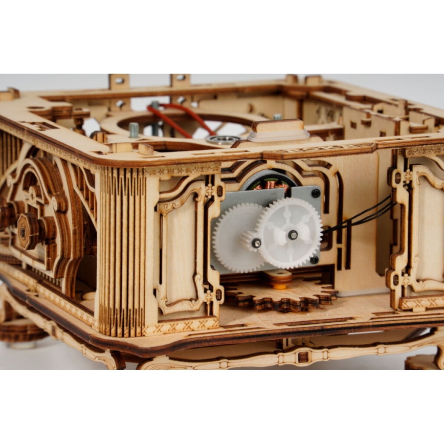 RoboTime - 3D dřevěné mechanické puzzle Gramofon (elektrický pohon)