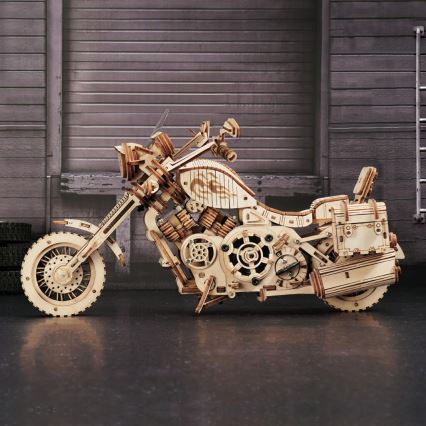 RoboTime - 3D dřevěné mechanické puzzle Motorka cruiser