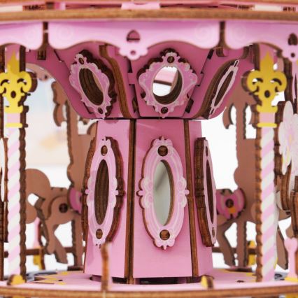 RoboTime - 3D skládačka hrací skříňky Romantický kolotoč růžová