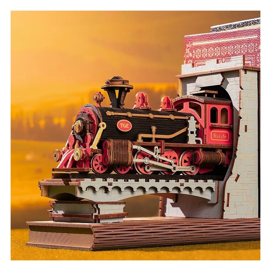 RoboTime - 3D skládačka Zarážka na knihy Historický parní vlak