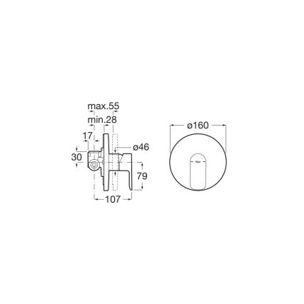 Roca A5A226EC00 - Sprchová baterie pro podomítkovou instalaci CALA lesklý chrom