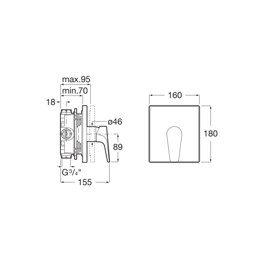 Roca A5A2B90C00 - Sprchová baterie pro podomítkovou instalaci ATLAS lesklý chrom