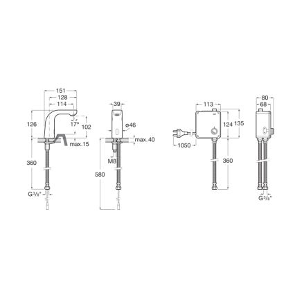 Roca A5A5309C00 - Bezdotyková umyvadlová baterie L20 4xAA lesklý chrom