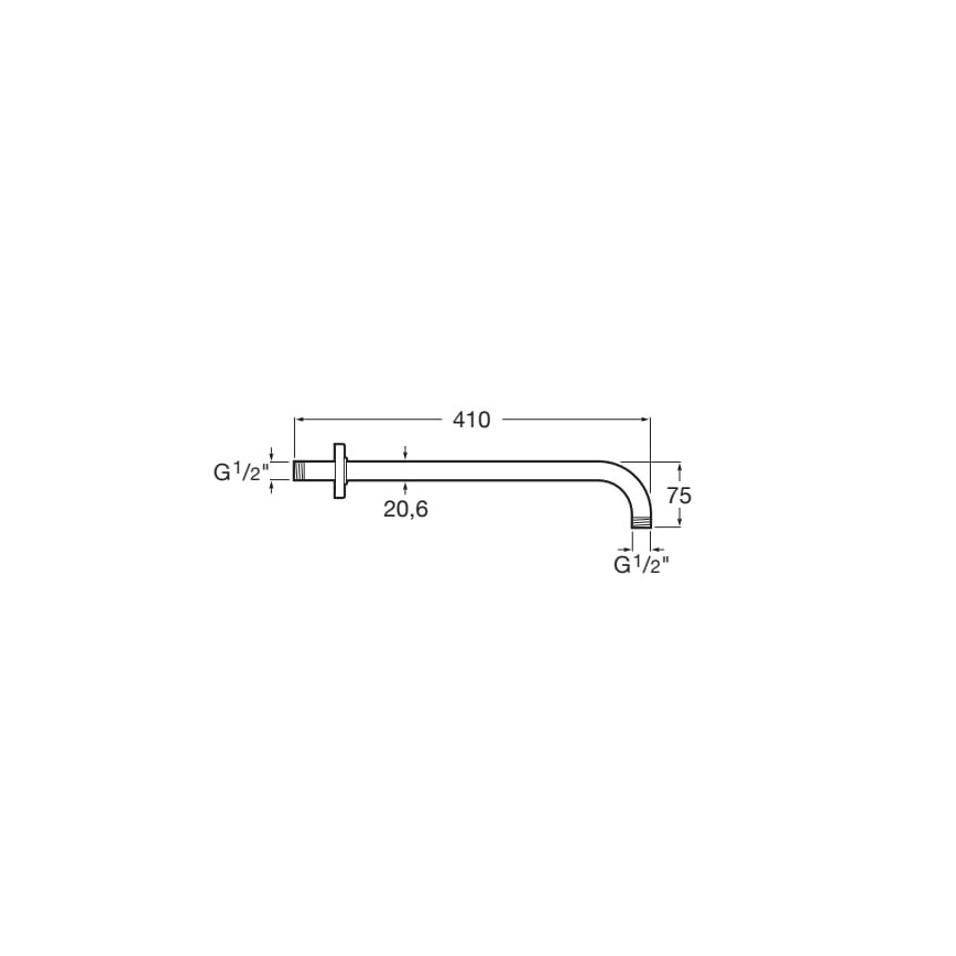 Roca A5B0250C00 - Sprchové rameno RAINDREAM 40 cm lesklý chrom