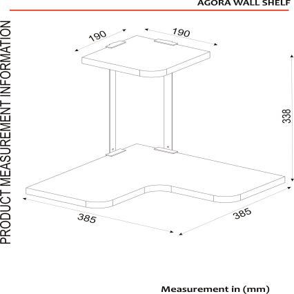 Rohová nástěnná police AGORA 33,8x38,5 cm hnědá