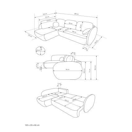 Rohová rozkládací sedací souprava s úložným prostorem do L OLBIA pravá béžová