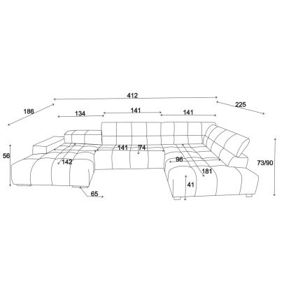 Rohová sedací souprava do U TROPEA šedá