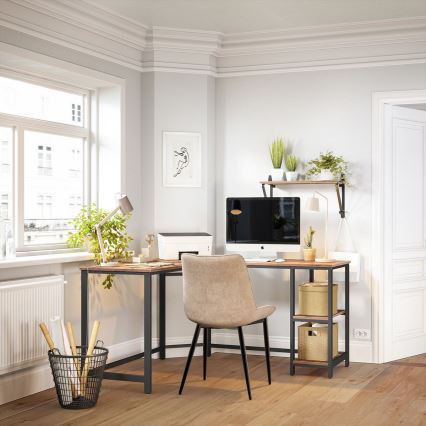 Rohový psací stůl SOLEA 138x138 cm hnědá/černá