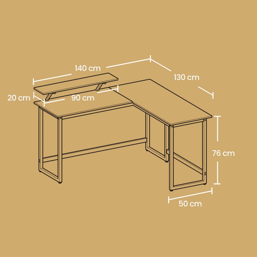 Rohový psací stůl SOLEA 140x130 cm černá