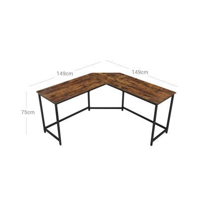 Rohový psací stůl SOLEA 149x149 cm hnědá/černá