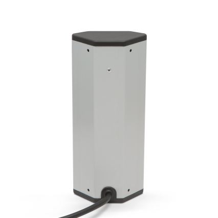 Rohový zásuvkový sloupek 3x230V + 2xUSB-A černá/stříbrná