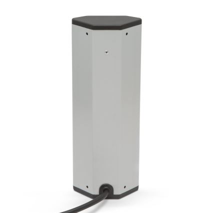 Rohový zásuvkový sloupek 4x230V + 2xUSB-A černá/stříbrná