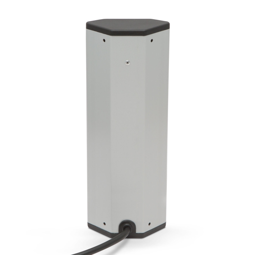 Rohový zásuvkový sloupek 4x230V + 2xUSB-A černá/stříbrná