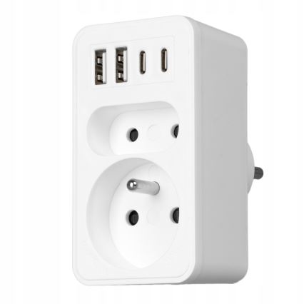 Rozbočovací zásuvka 2Z + 2xUSB-C + 2xUSB-A