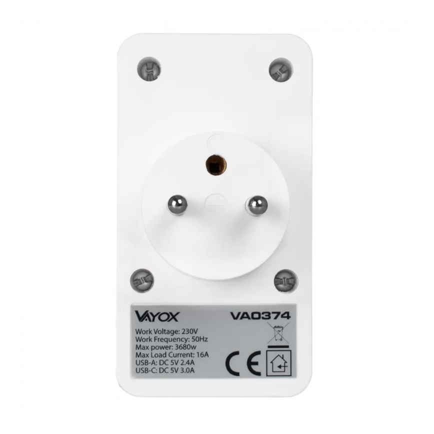 Rozbočovací zásuvka 2Z + 2xUSB-C + 2xUSB-A