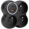 Rozbočovací zásuvka 3x 15A USB A+C černá
