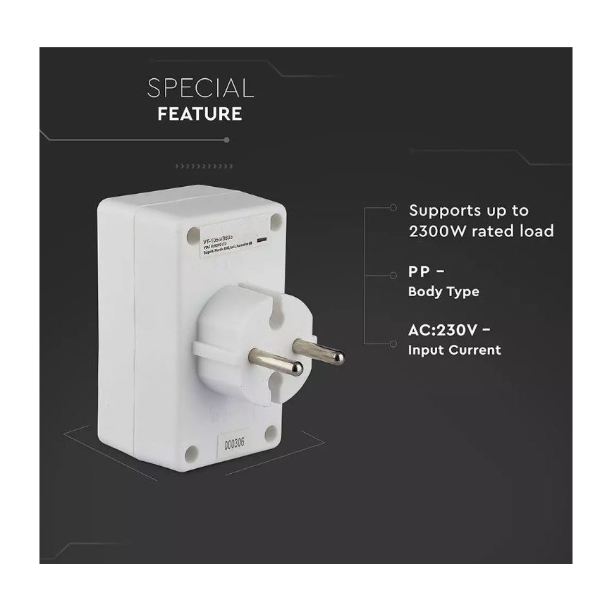 Rozbočovací zásuvka 4x2,5A/230V