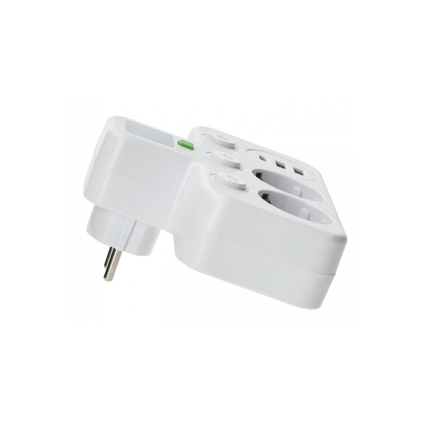 Rozbočovací zásuvka s vypínačem a LED osvětlením LINEA PRO 2Z + 3xUSB A/C SCHUKO 4000K bílá