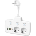 Rozbočovací zásuvka s vypínačem LINEA 2x230V + 4xUSB A/C SCHUKO bílá