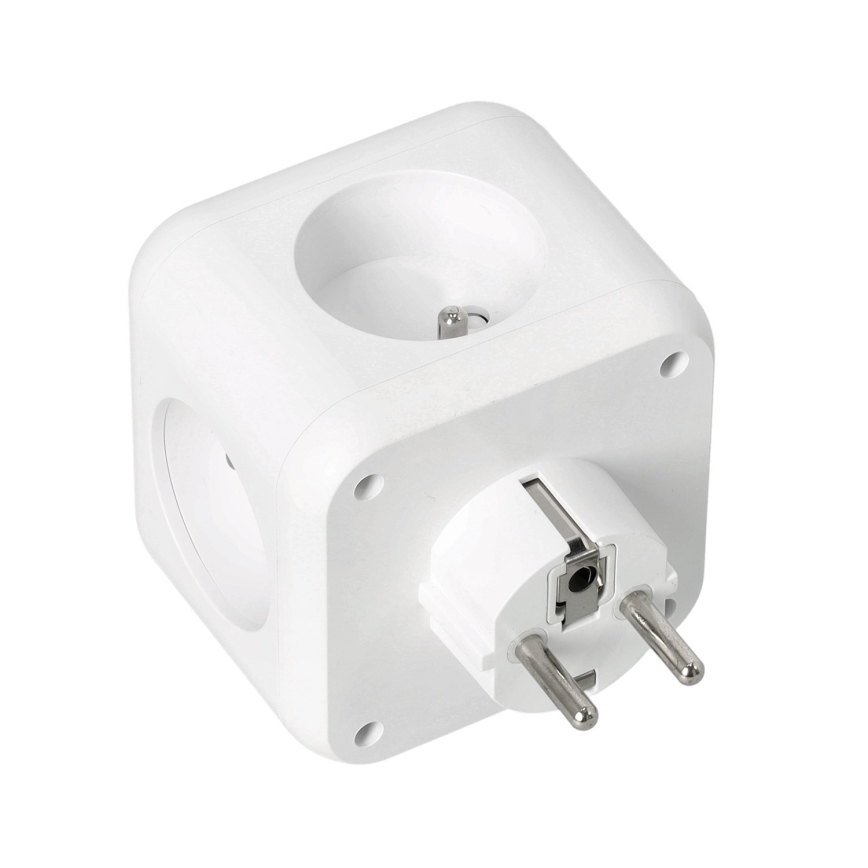 Rozbočovací zásuvka s vypínačem LINEA 3x230V + 4xUSB A/C bílá