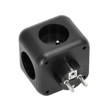 Rozbočovací zásuvka s vypínačem LINEA 3x230V + 4xUSB A/C černá