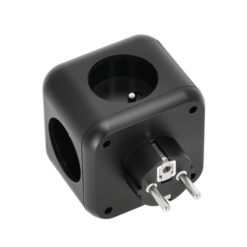 Rozbočovací zásuvka s vypínačem LINEA 3x230V + 4xUSB A/C černá